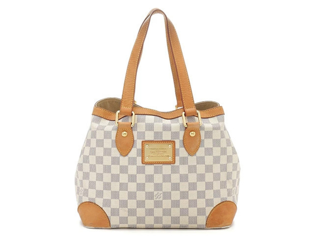 LOUIS VUITTON Bag Hampstead Tote Damier Azur White